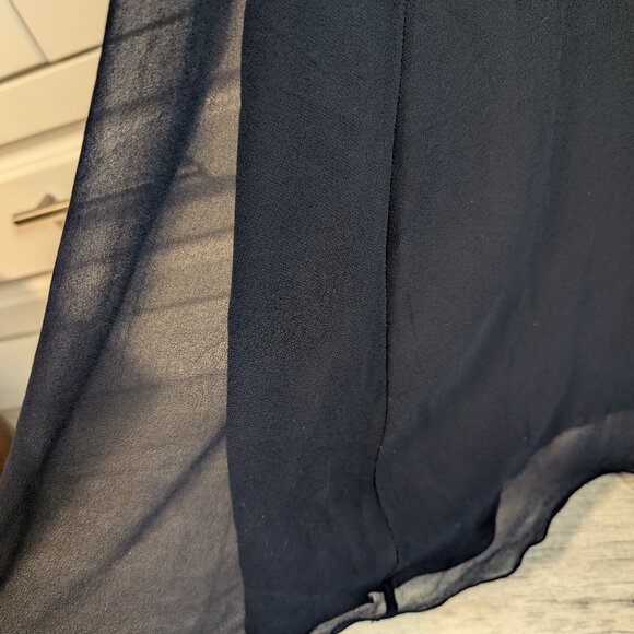 J Kara Elegant Navy Beaded Bodice W/ Chiffon Skirt New Year's Gown Size 12 NWT - Picture 7 of 13